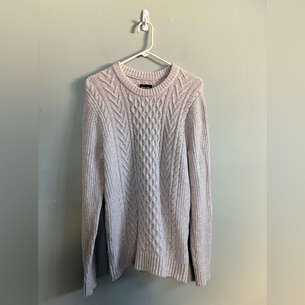 Abercrombie & Fitch Women’s Cable Knit Fisherman Long Line Grey Sweater SZ M